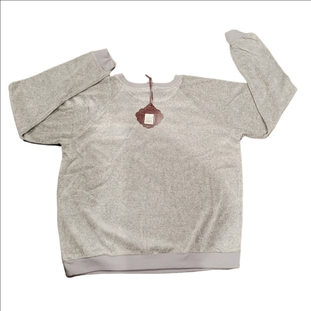 NWT Knox Rose Large Silver Grey Plush Fuzzy Crewneck Pullover Sweater - Picture 4 of 6
